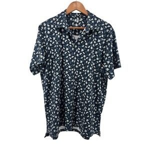 Bonobos Golf Polo Mens M Navy Blue Floral Standard Fit Performance Short Sleeve